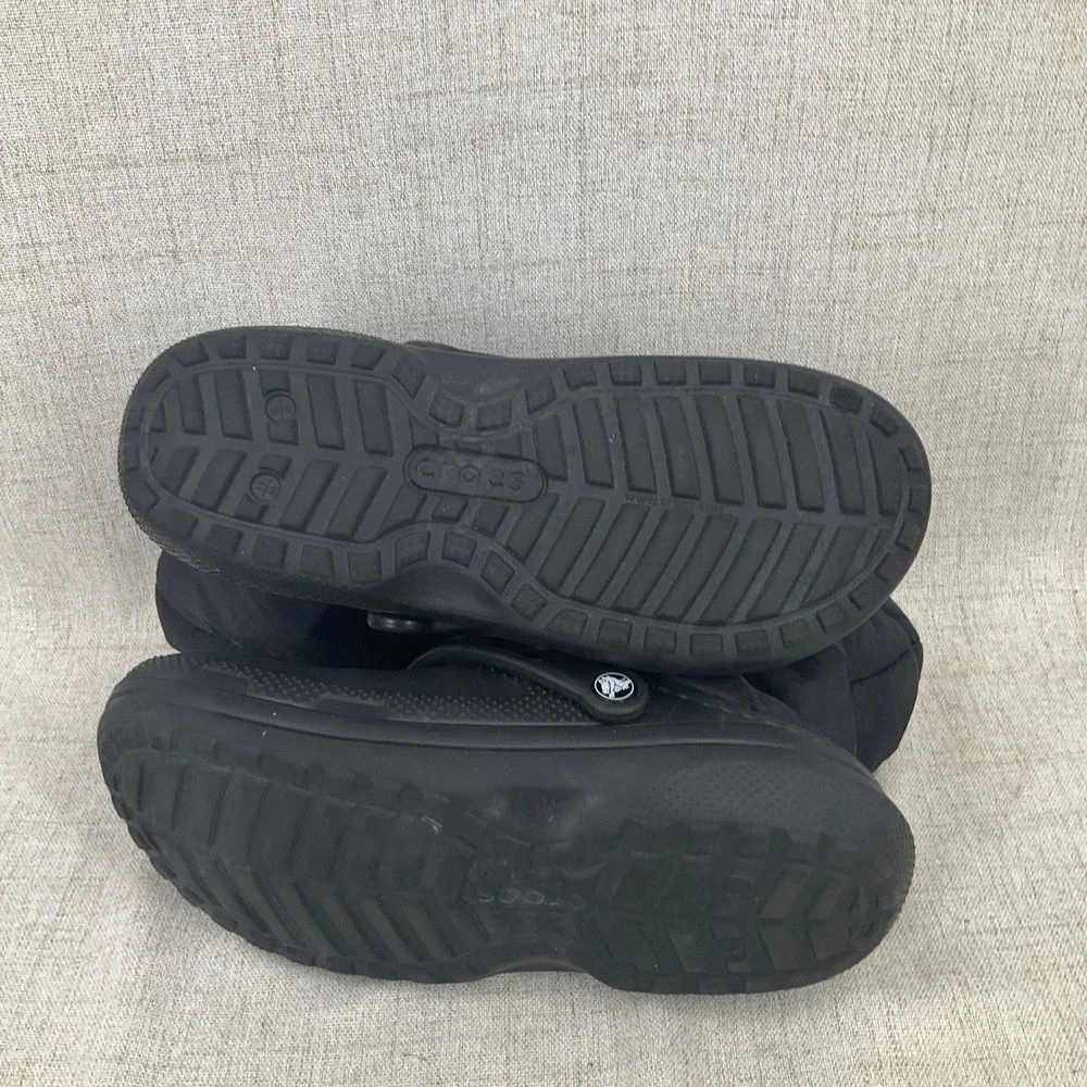 Crocs Classic Lined Neo Puff Boots Mens 9 Womens 11‎ Black Faux Fur